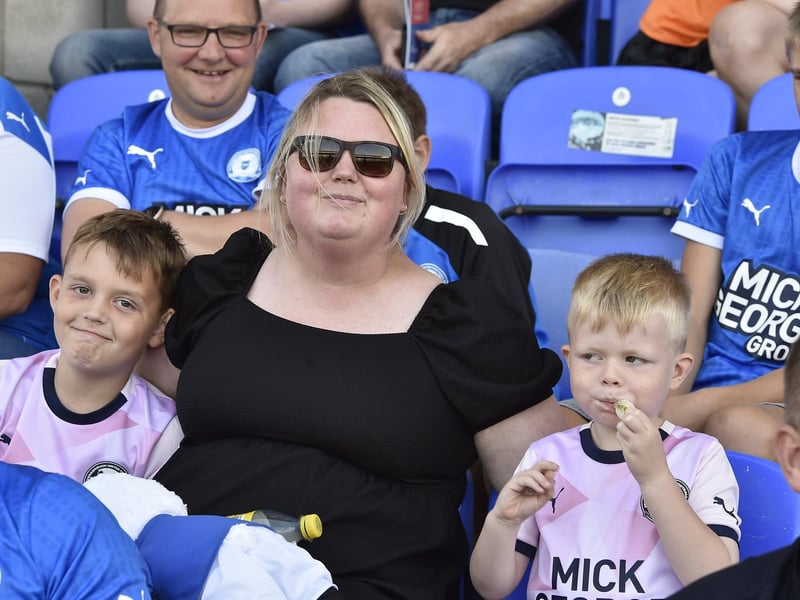 Peterborough United fans watch the draw with Leyton Orient.