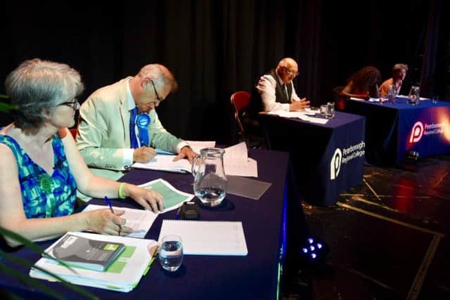 The hustings at the Peterborough Regional College.