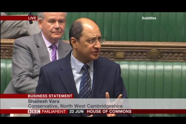 Shailesh Vara MP speaks in Parliament today. Pic: BBC Parliament
