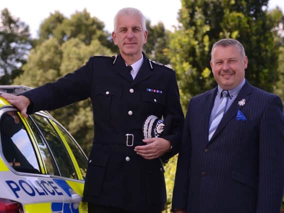 Chief Constable Alec Wood with Police and Crime Commissioner Jason Ablewhite