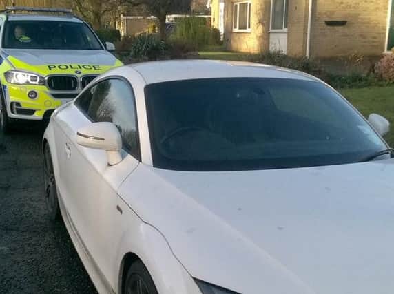 An Audi TT seized by police in Peterborough in the last week