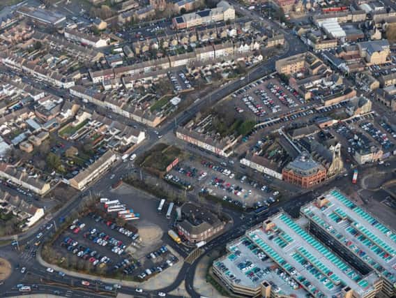 Aerial view of North Westgate in Peterborough.