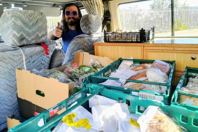 Sophie and Paul Collins decided to challenge themselves to see if they would be able to spend a month living off free food. Photo: SWNS