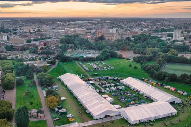 Bruce Ferguson took this aerial photo of Peterborough Beer Festival