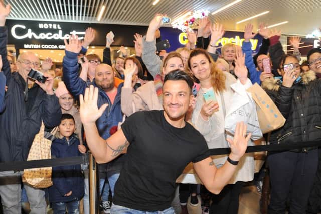 Peter Andre's visit to the Perfume Shop at Queensgate. EMN-171125-213321009