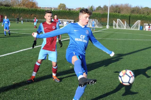 Action from the Thorpe Wood Under 18s v Yaxley Blues match.