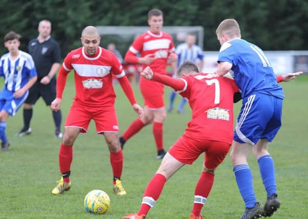 Action from Peterborough Polonia's shock PFA Senior Cup win over Peterborough Sports Reserves. Photo: David Lowndes.