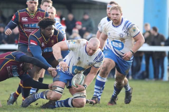 Lions forward Marius Andrijauskas is on his knees. Picture: Mick Sutterby