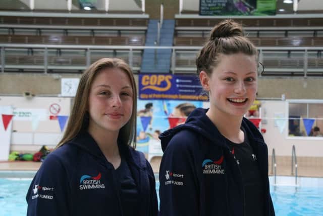 International swimming stars from COPS, Amelia Monaghan (left) and Rachel Wellings.