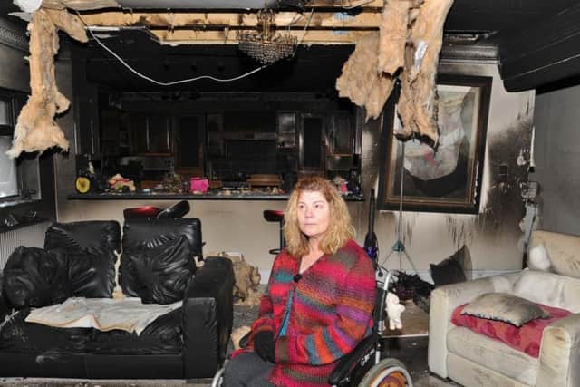 Patricia Vernall in her burnt-out home