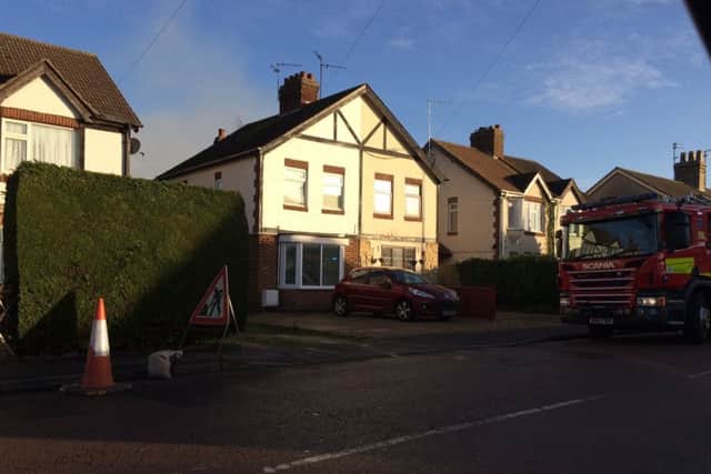 A fire engine at the scene