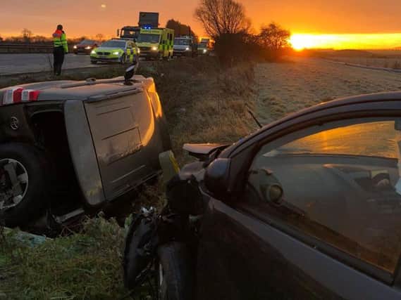 The scene of the crash on the A14 this morning. Photo: @roadpoliceBCH