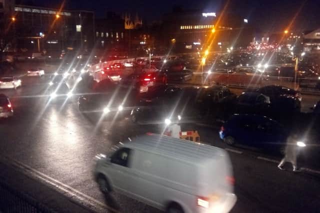 Traffic congestion on Bourges Boulevard near the Asda car park