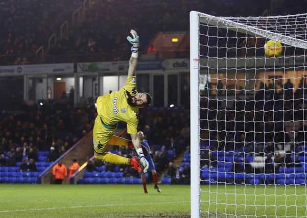 Danny Lloyd's spectacular second goal for Posh flies into the Bury net. Photo: Joe Dent/theposh.com.