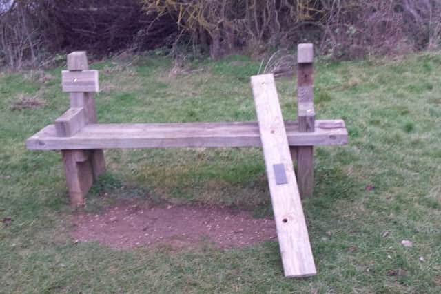 A damaged bench at Ferry Meadows. Photo: Matthew Bradbury