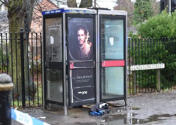 The phone box in Gladstone Street where a man was found unconscious. Picture David Lowndes.