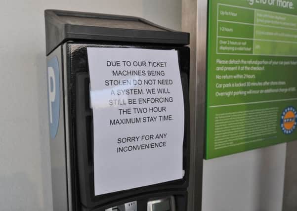 Stolen ticket machines at Waitrose, Bourges Boulevard. EMN-171227-165059009