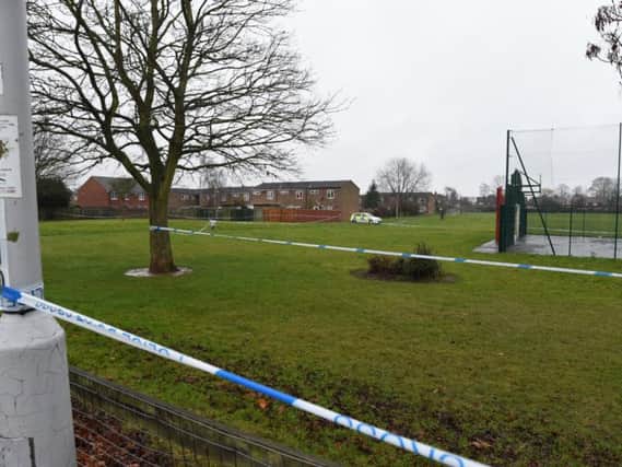 A police cordon at Fulbridge Road Recreation Ground