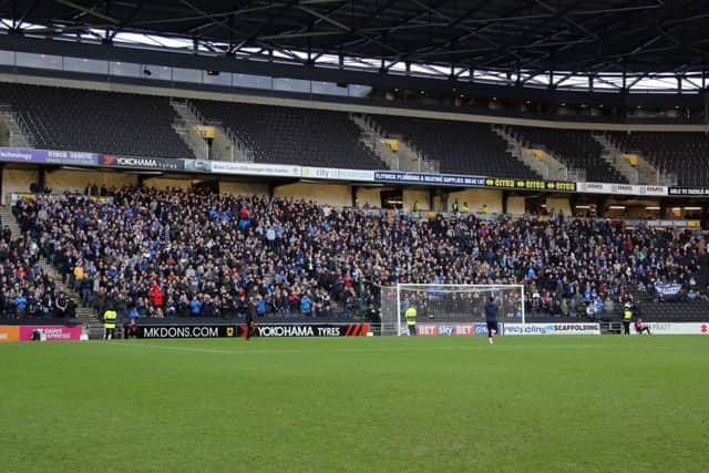Poshj fans at stadium:mk. Photo: Joe Dent/theposh.com.