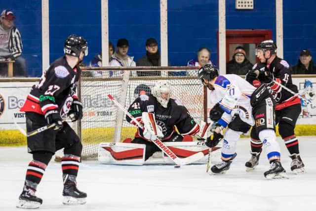 Scott Robson scores Phantoms first goal against Basingstoke. Picture: Tom Scott