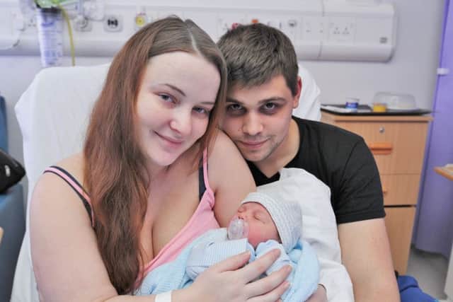 Christmas babies at the maternity unit   Peterborough City Hospital.
 Ernesta and Modestas Triukas with their baby Dovydas born 1pm on Christmas Day. EMN-171226-165249009
