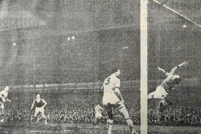 Posh winger Peter McNamee's shot flies into the Aston Villa net.