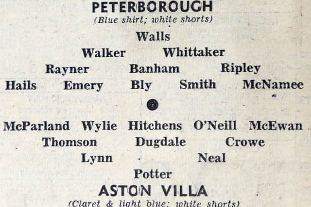 The teams from the 1961 FA Cup tie between Aston Villa and Posh.