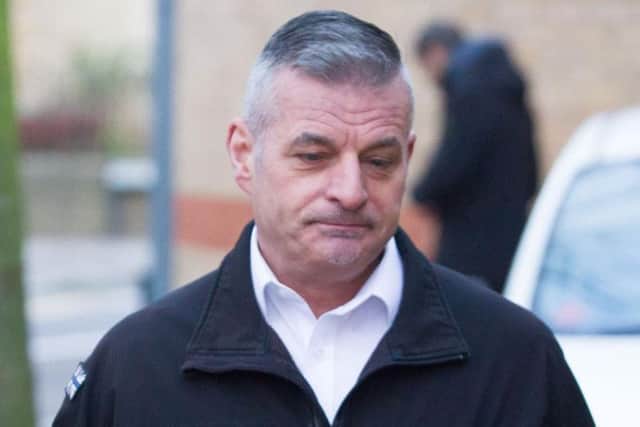 PC Musgrave (right) arrives at the misconduct hearing in Peterborough. Photo: Terry Harris