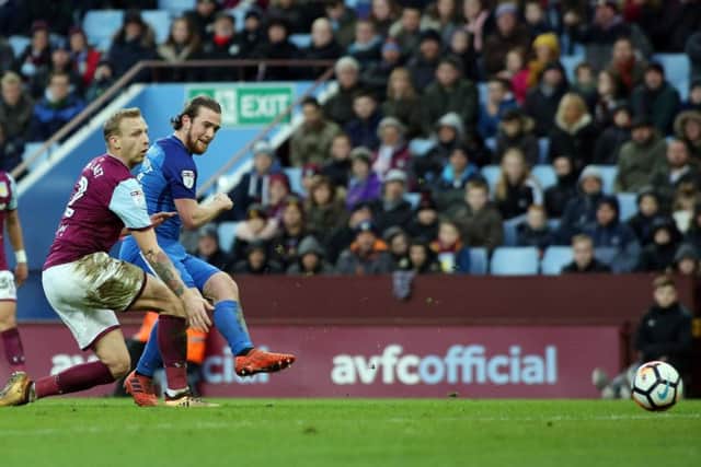 Former Luton striker Jack Marriott in action for Posh at Aston Villa. Photo: Joe Dent/theposh.com.