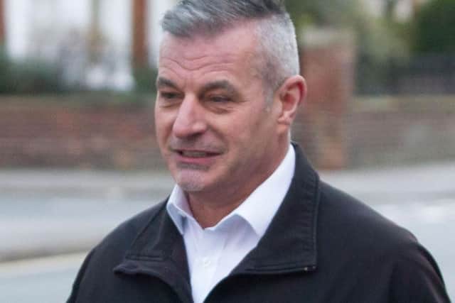 Richard Musgrave (right) arriving at the misconduct hearing in Peterborough. Photo: Terry Harris