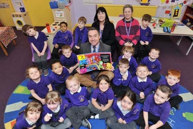 New Road Primary School Whittlesey -  reception class and staff with Executive Headteacher Rob Litten following their latest Ofsted report EMN-180901-215324009