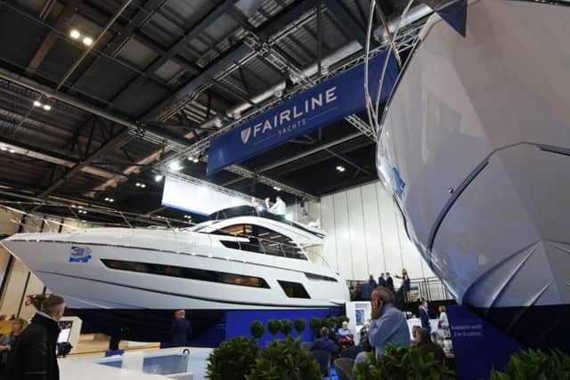 Fairline Yachts on display at the London Boat Show.