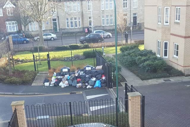 Piles of rubbish left uncollected outside Townsend Close