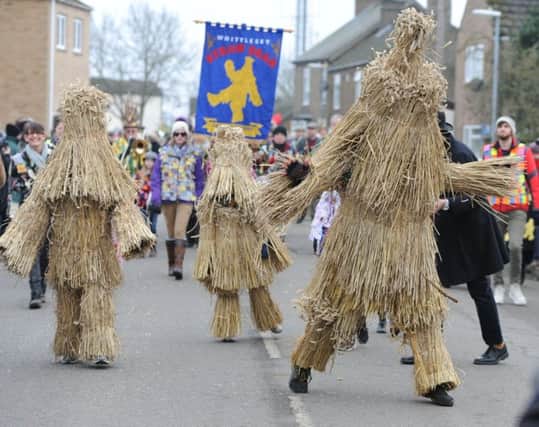 Straw Bear Festival 2018 at Whittlesey.  Straw Bear leads the parade EMN-180113-180253009