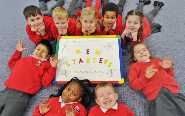 Reception class "new starters" pic at Heritage Park primary school. Rec17 EMN-180501-142222009