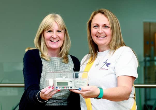 CALA have donated Â£2,670 to purchase two syringe drivers for local communities, and these are being donated to the City Care Centre, Peterborough, Cambridgeshire, on November 17, 2017. Pictured (l-r) Louise Johnson (CALA), Louise Nicholls (NGNPUK)