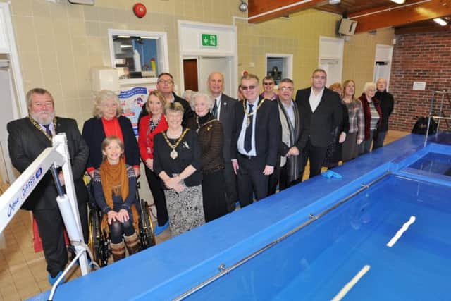 Official re-opening of the St George's Hydrotherapy Pool at Dogsthorpe by Mayor of Peterborough Coun with the civic party, councillors and guests. EMN-180116-172923009