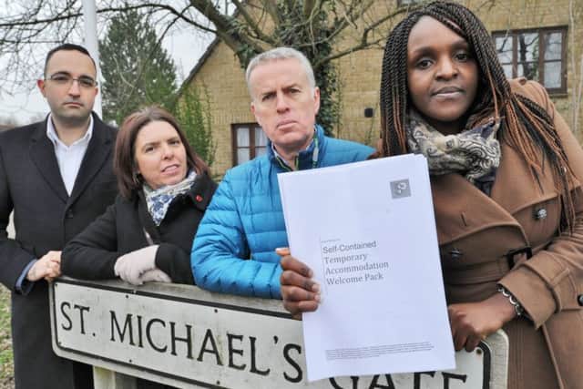 Cllr Matthew Mahabadi, Samantha Hemraj, Cllr Richard Ferris and MP Fiona Onasanya at St Michaels Gate