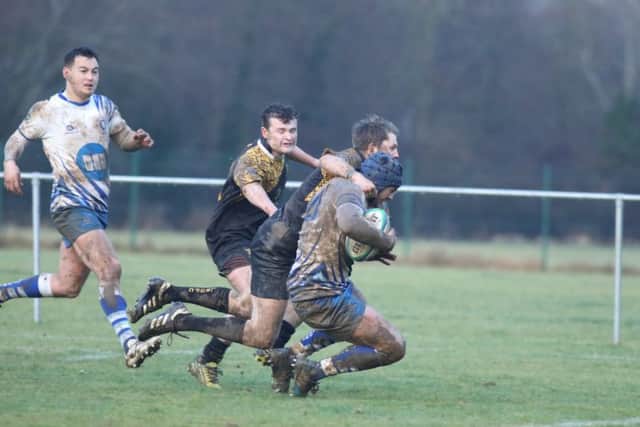 Nico Defeo scores a try for the Lions against Longton. Picture: Mick Sutterby