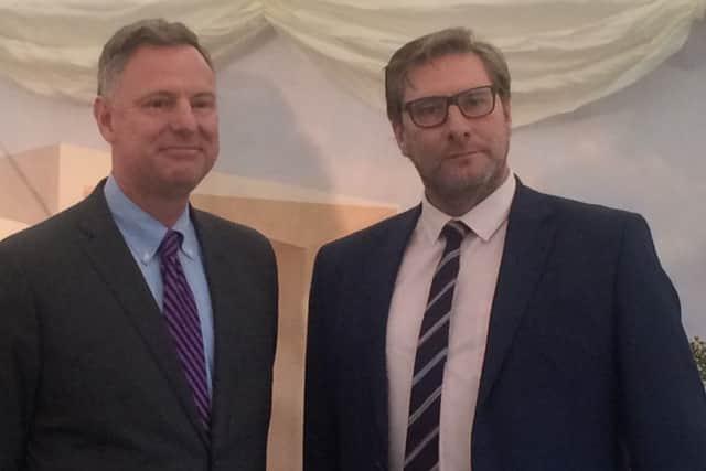 California Congressman Scott Peters (left) with Cambridgeshire and Peterborough Mayor James Palmer