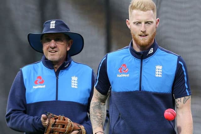Ben Stokes (right) with England coach Trevor Bayliss.