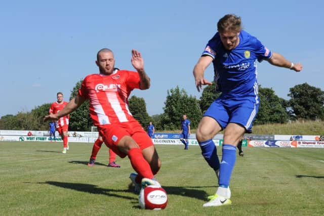 Action from Stamford AFC v Peterborough Sports earlier this season.