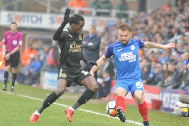 Danny Lloyd on the wing for Posh against Leicester. Photo: David Lloyd.
