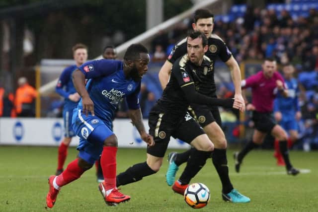 Posh substitute Junior Morias on the attack against Leicester. Photo: Joe Dent/theposh.com.