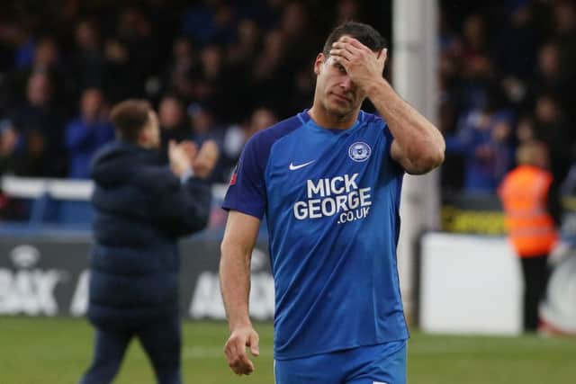Posh defender Steven Taylor can't hide his disappointment after the 5-1 defeat by Leicester.  Photo: Joe Dent/theposh.com.