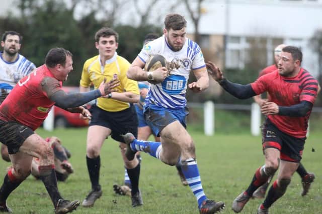 Tom Lewis on the charge for the Lions at Newbold. Picture: Mick Sutterby