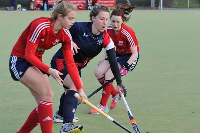 Jeorgia Carr (red) set up City of Peterborough Ladies goal against Ipswich.
