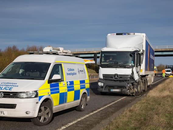 The scene on the crash on the A47 . Photo: Terry Harris