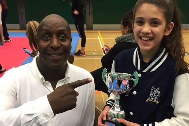 Junior Sportswoman of the Year finalist Lorena Ismail with Clifton Findley.