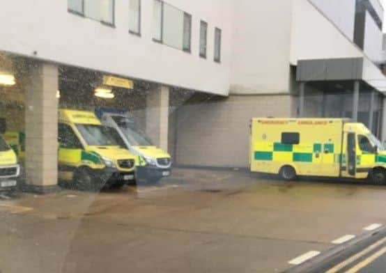 Ambulances outside Peterborough City Hospital